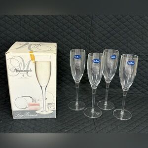 4 Luigi Bormioli Michelangelo Masterpiece Crystal Champagne Flute Glasses 6.75Oz